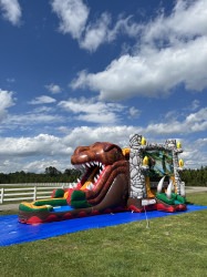 T-Rex bounce house with double slide wet or dry