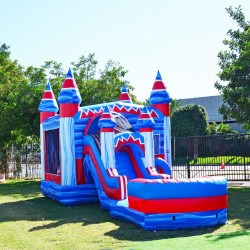 Red White and Blue Bounce House Slide Combo (wet or dry)